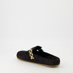 Burberry clogs, velour leather footwear, designer slip-ons, non-slip clogs, premium leather shoes