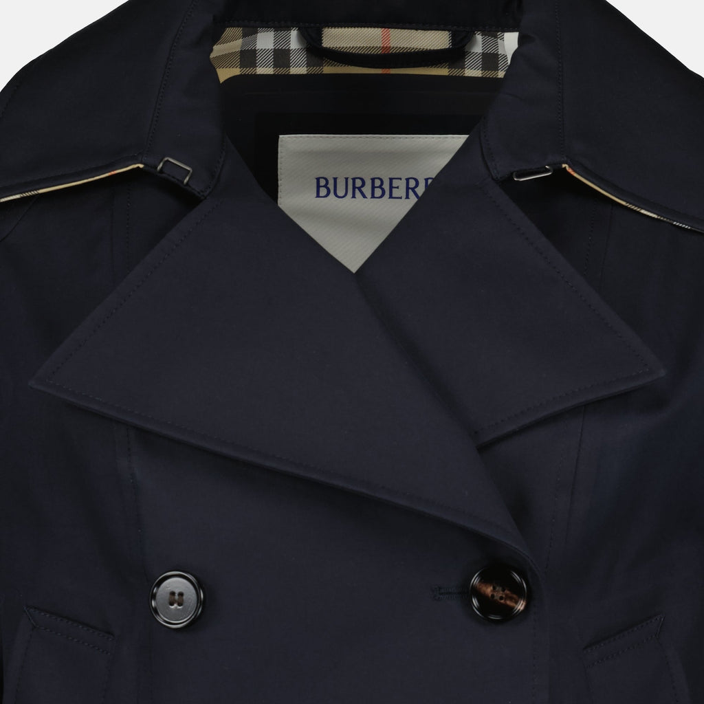 Burberry trench coat, navy blue coat, women's outerwear, cotton trench coat, Autumn-Winter 2025 collection