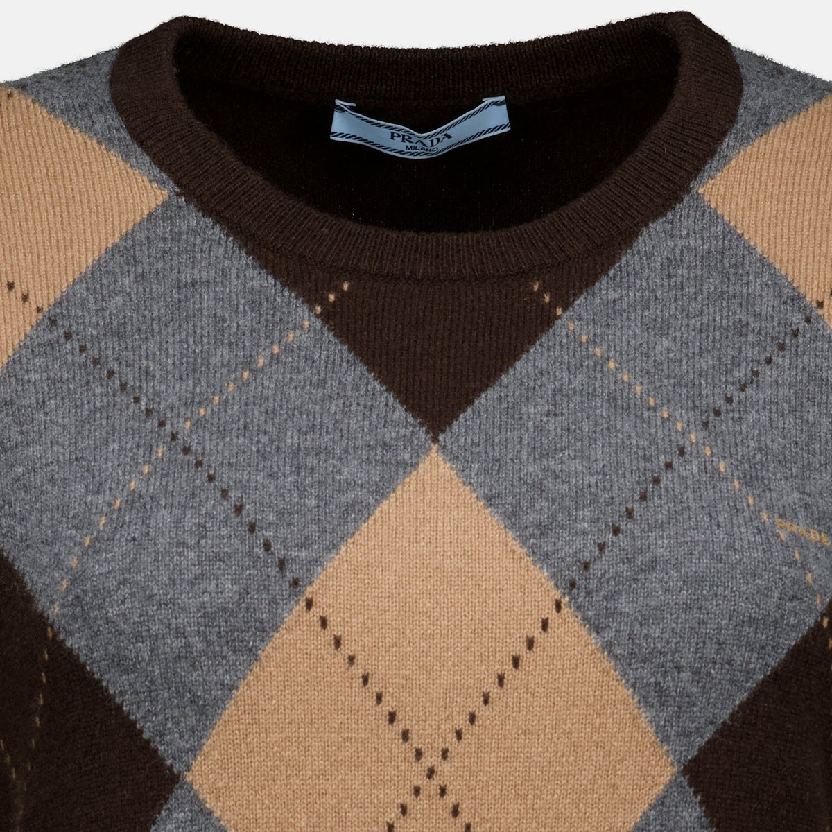 Kurzärmeliger Wollpullover mit Karomuster