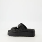 black mules, nappa leather footwear, quilted mules, Prada footwear, women's mules