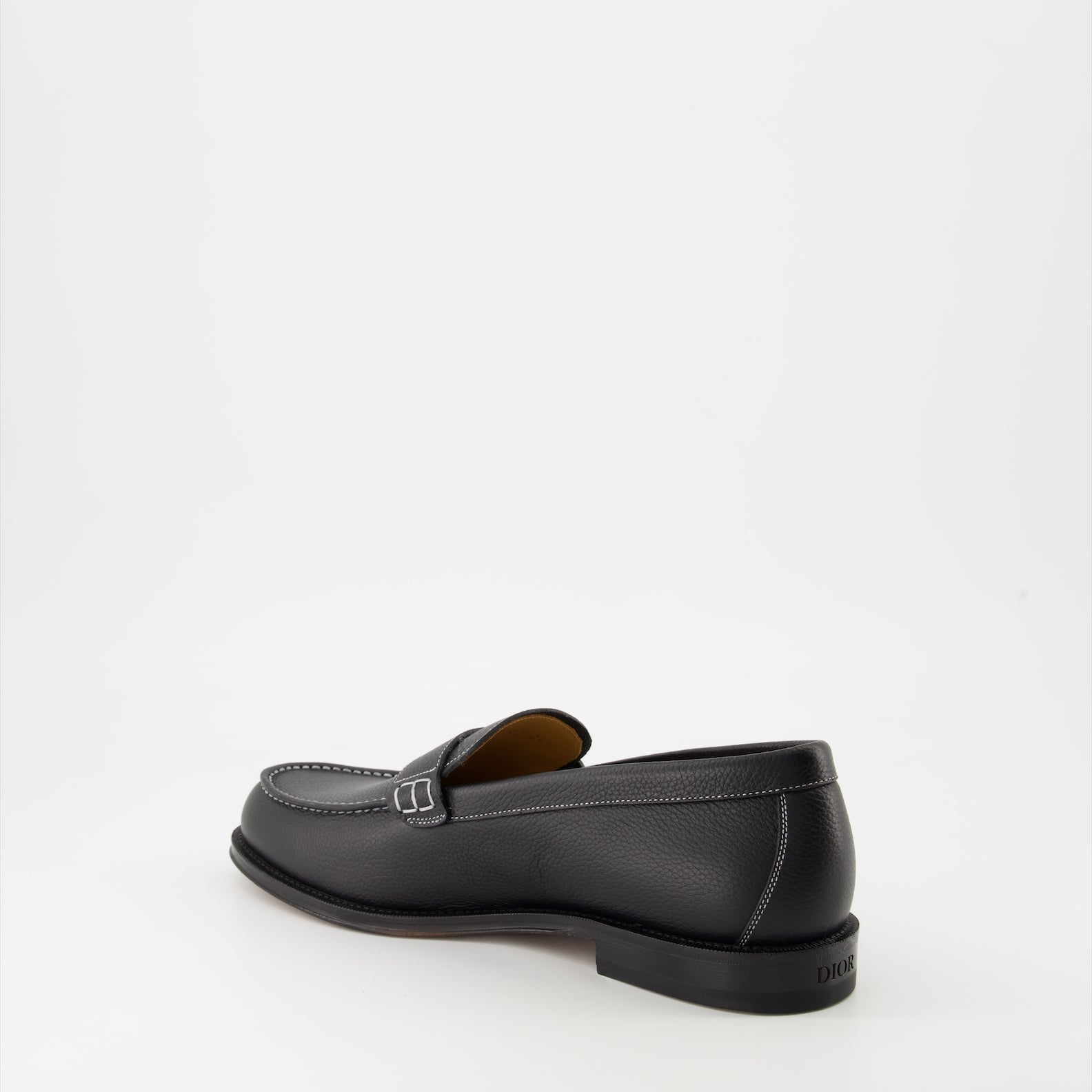 Dior Granville Moccasins, Grain Leather Moccasins, Luxury Black Moccasins, Autumn-Winter Collection, High-End Footwear