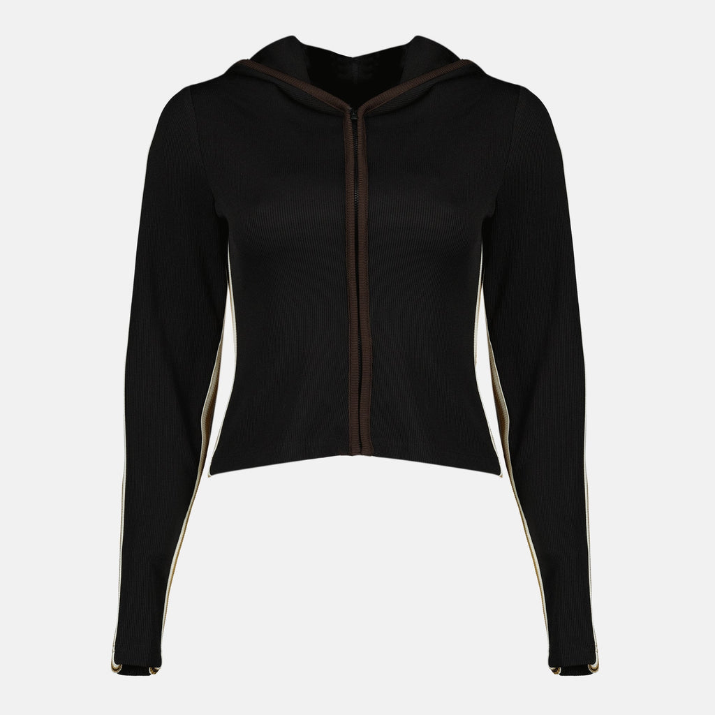 Bild der schwarzen Band-Sportanzugjacke von Christopher Esber für Frauen - Saison Frühling-Sommer 2026 - Vorderansicht