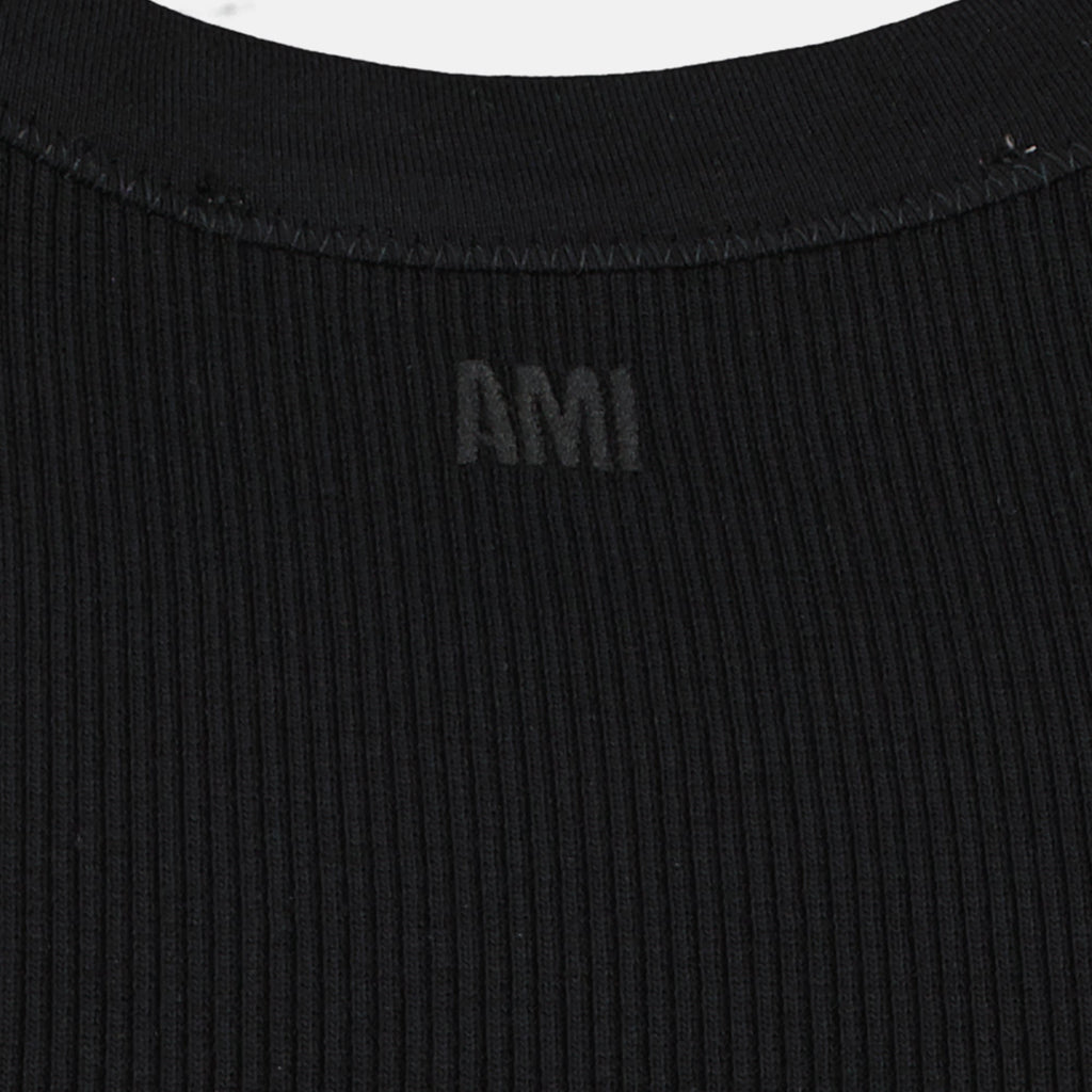 Image du débardeur ami de coeur noir par Ami PARIS pour femmes - Saison Printemps-Été 2026 - Détail 2