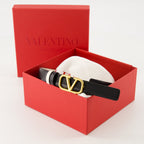 reversible belt, VLogo signature, Valentino Garavani, black and white belt, calfskin leather