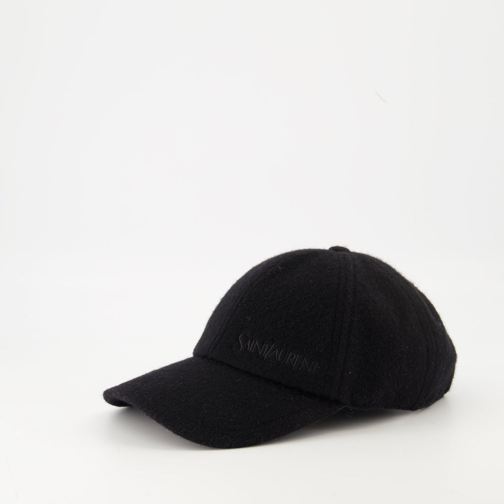 black cashmere cap, Saint Laurent cap, luxury accessories, designer cap, Autumn-Winter collection