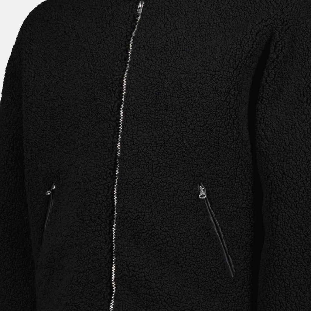 Image of Black Fleece Bomber Jacket by Courrèges for Men - Season Autumn-Winter 2024 - Detail View 5