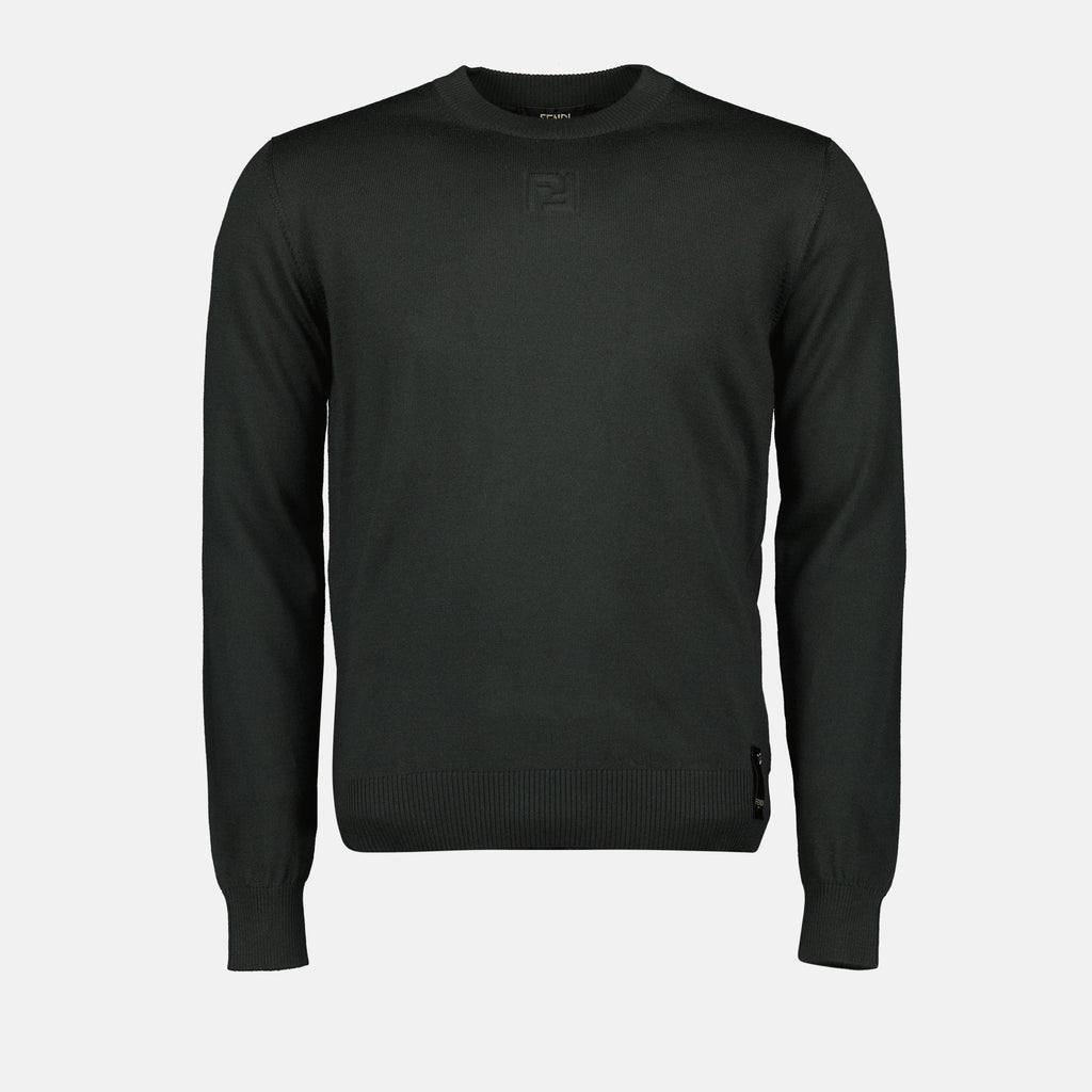 カーキウールセーター