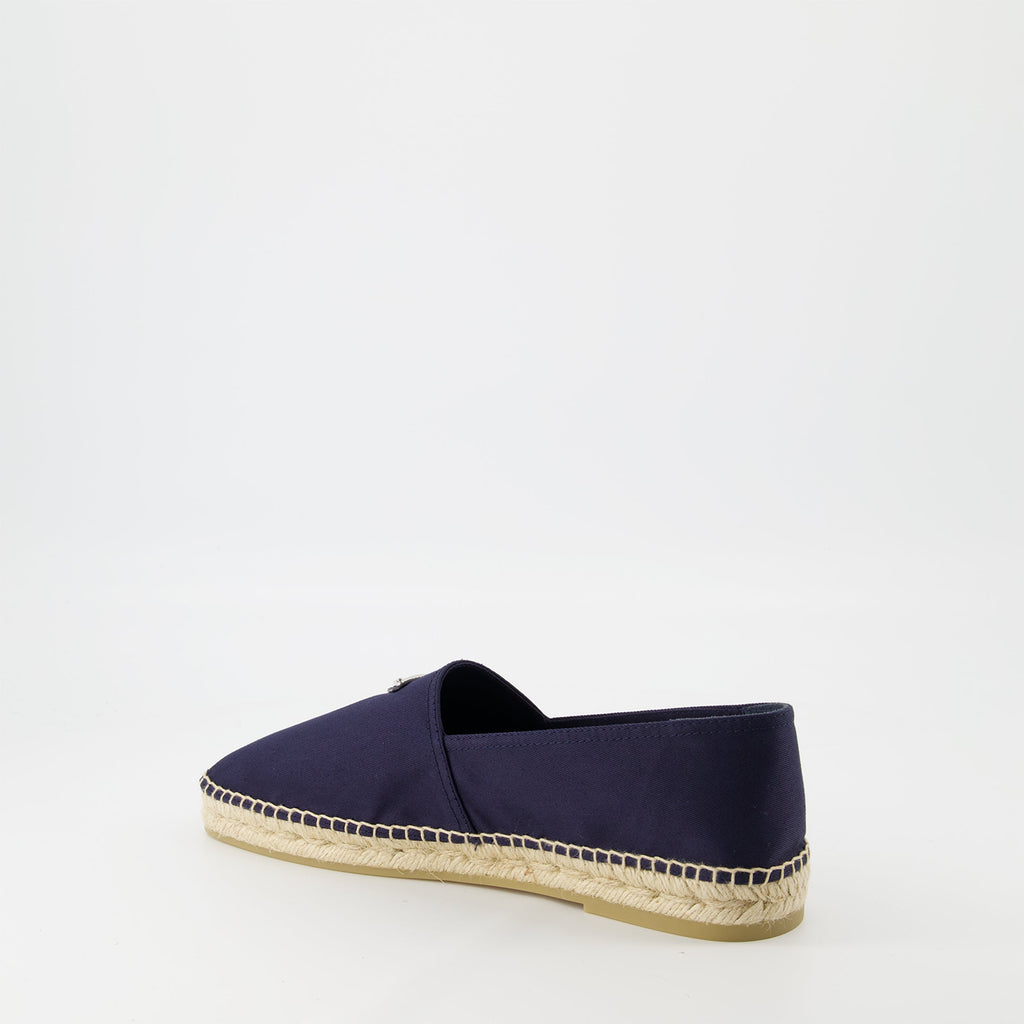 Prada espadrilles, navy cotton shoes, raffia sole, luxury footwear, spring summer collection