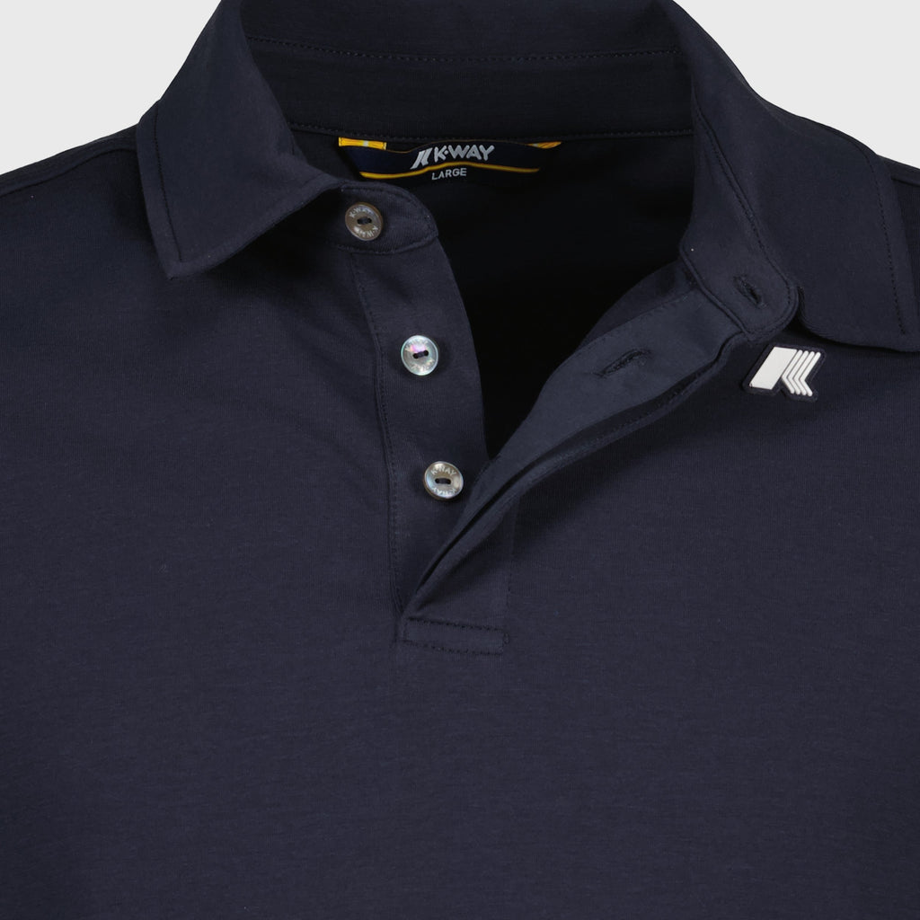 Polo shirt, navy blue polo, cotton jersey polo, classic collar shirt, K-Way polo