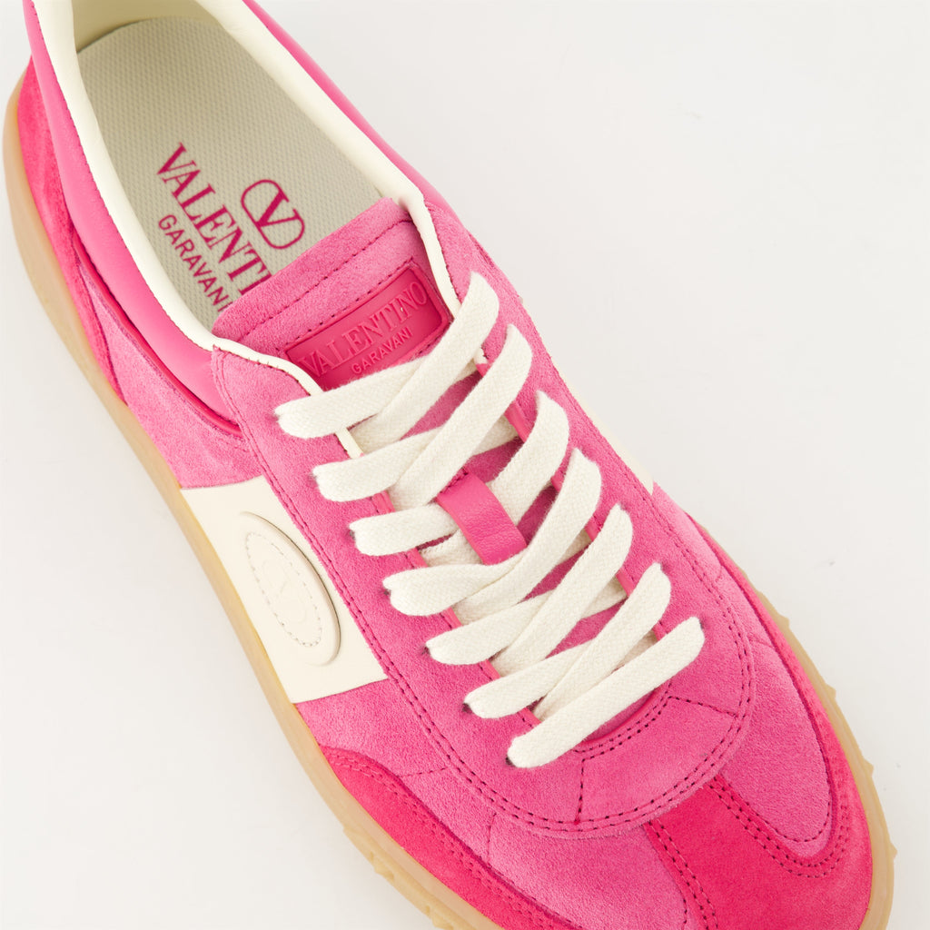 pink leather sneakers, UpVillage Crosta, Valentino Garavani, comfortable footwear, Spring-Summer collection