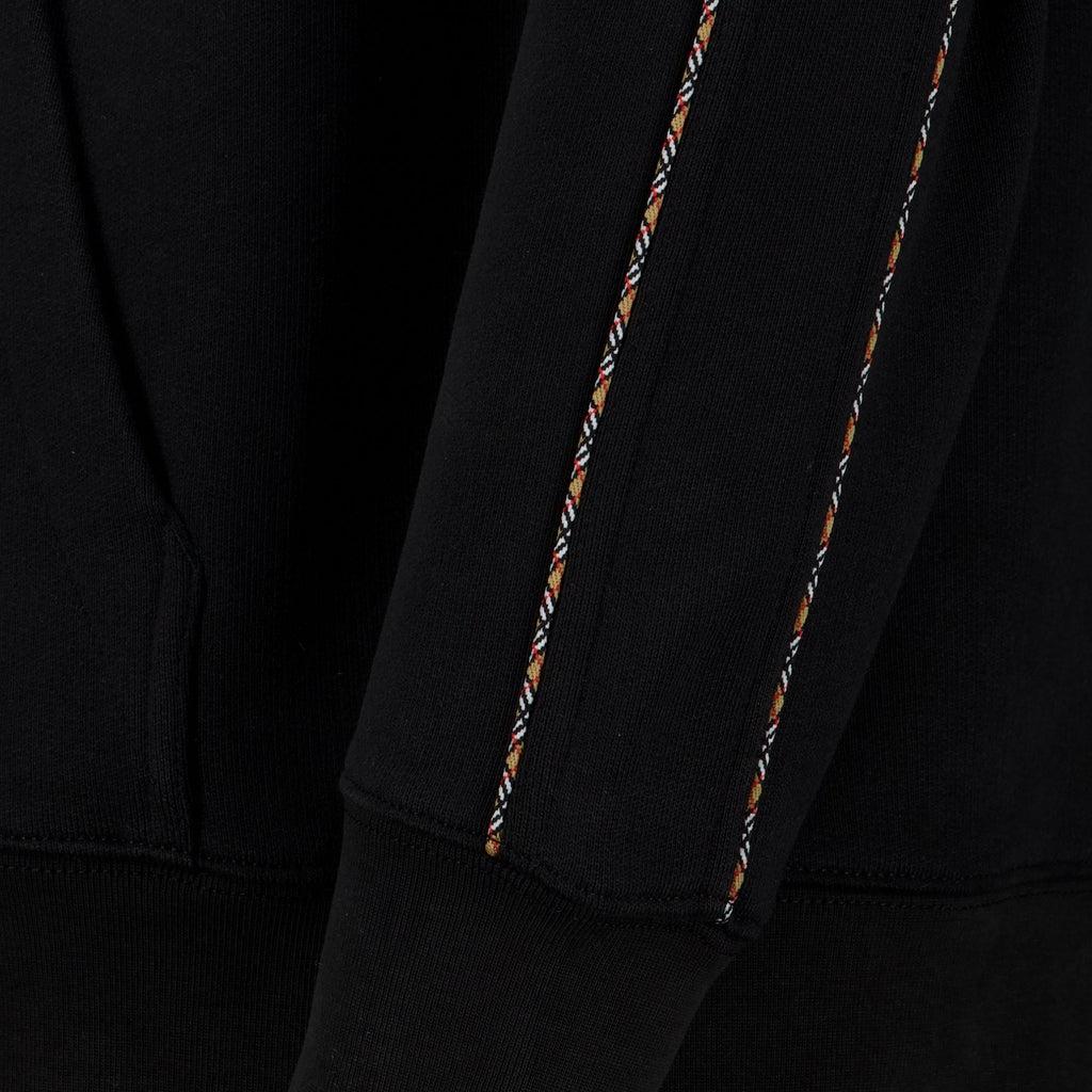 Sudadera negra de algodón con capucha y cremallera