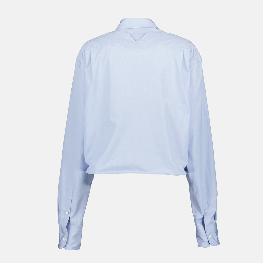 poplin shirt, classic collar, Prada, women's fashion, crop top