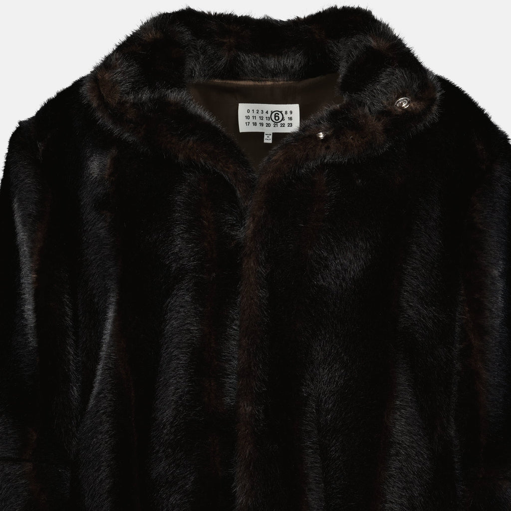 faux fur jacket, MM6, oversized design, Autumn-Winter collection, stylish outerwear