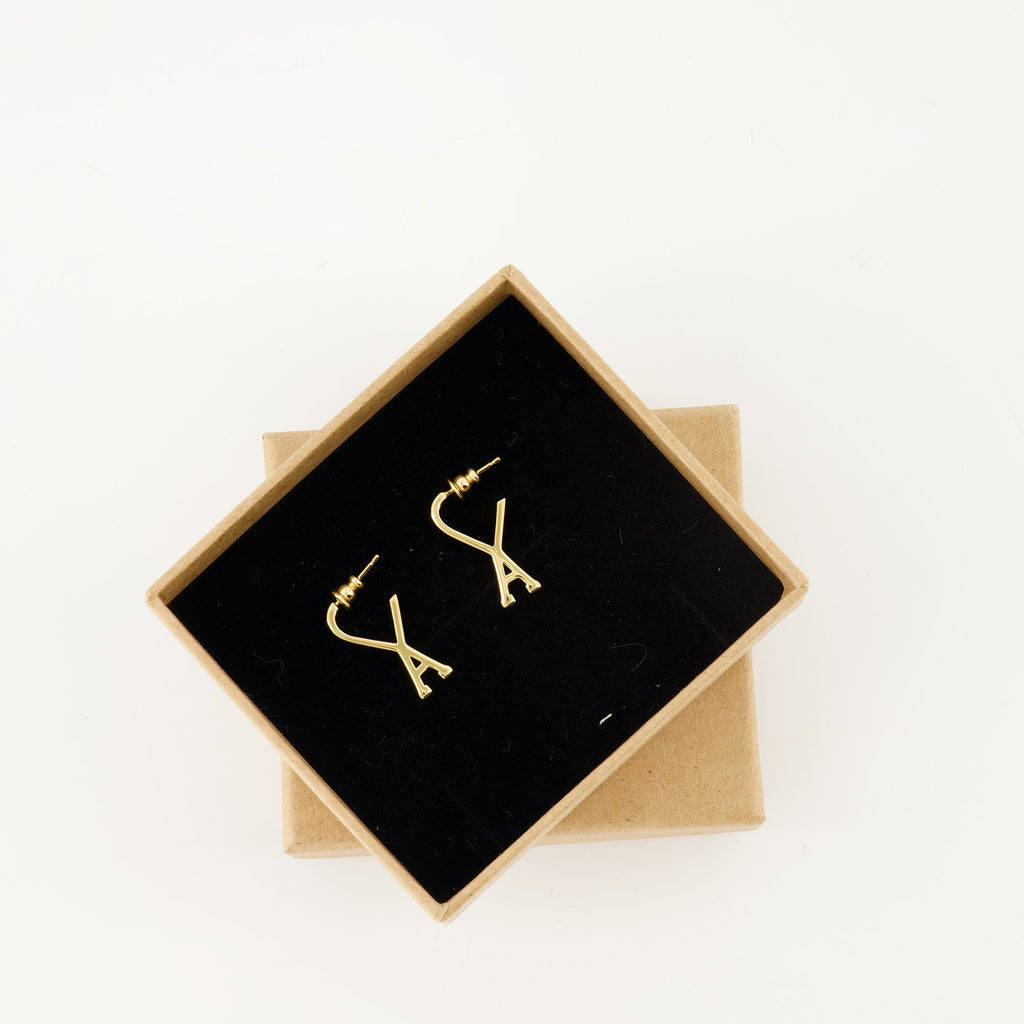 Ami de coeur earrings, gold earrings, Ami Paris accessories, brass earrings, luxury earrings