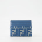 Fendi card holder, denim effect wallet, square card wallet, chic card holder, designer accessories