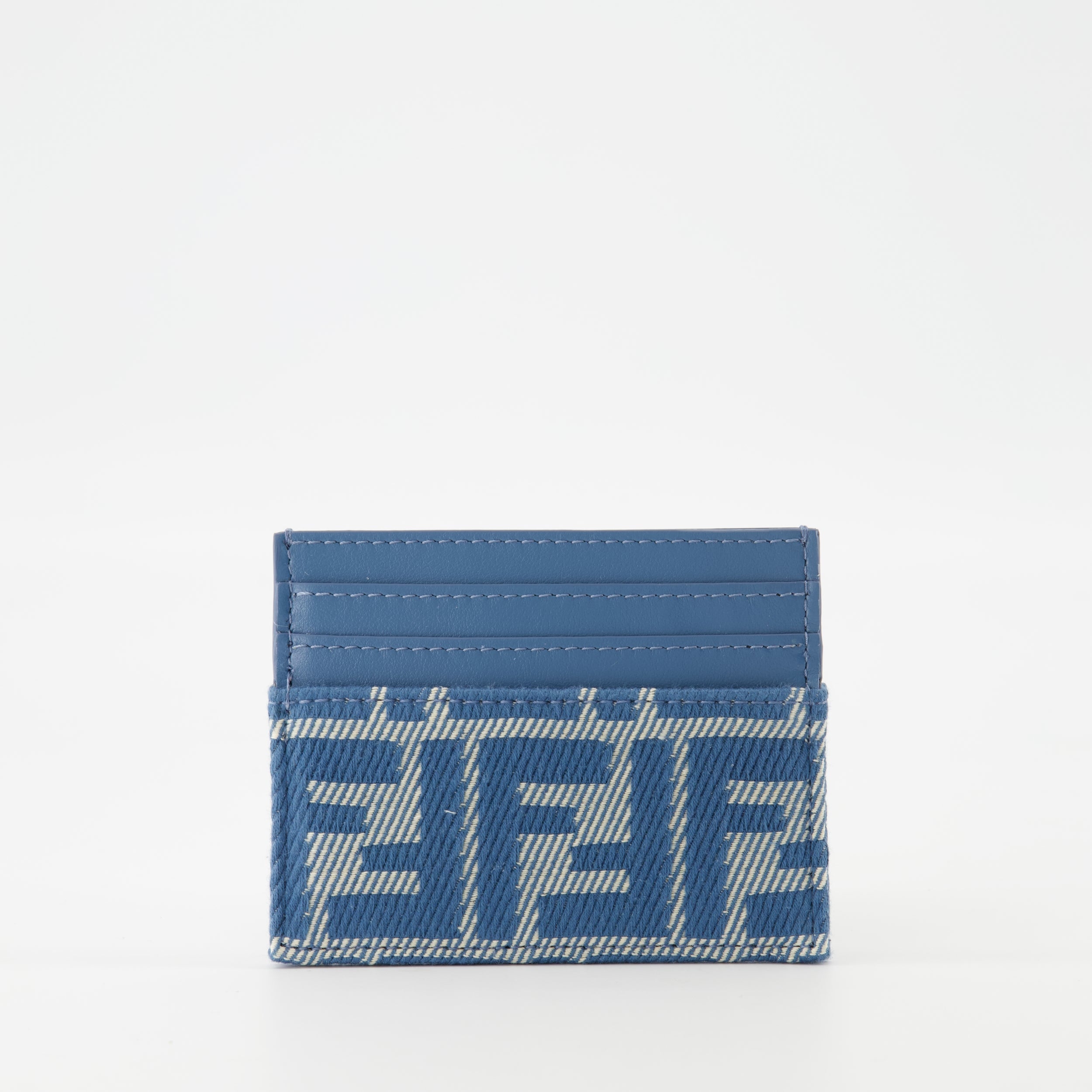Fendi card holder, denim effect wallet, square card wallet, chic card holder, designer accessories