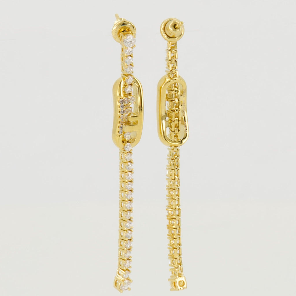 Fendi earrings, O'Lock design, gold metal jewelry, crystal earrings, luxury accessories