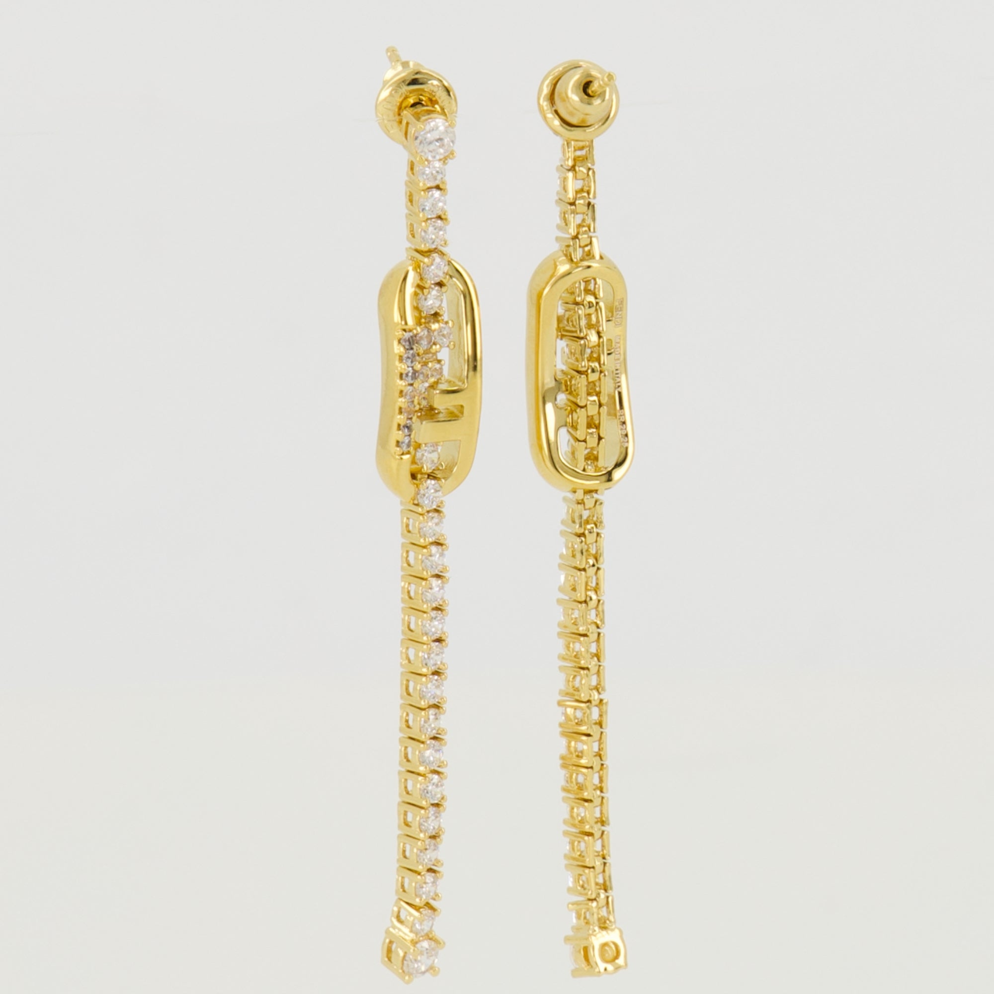 Fendi earrings, O'Lock design, gold metal jewelry, crystal earrings, luxury accessories