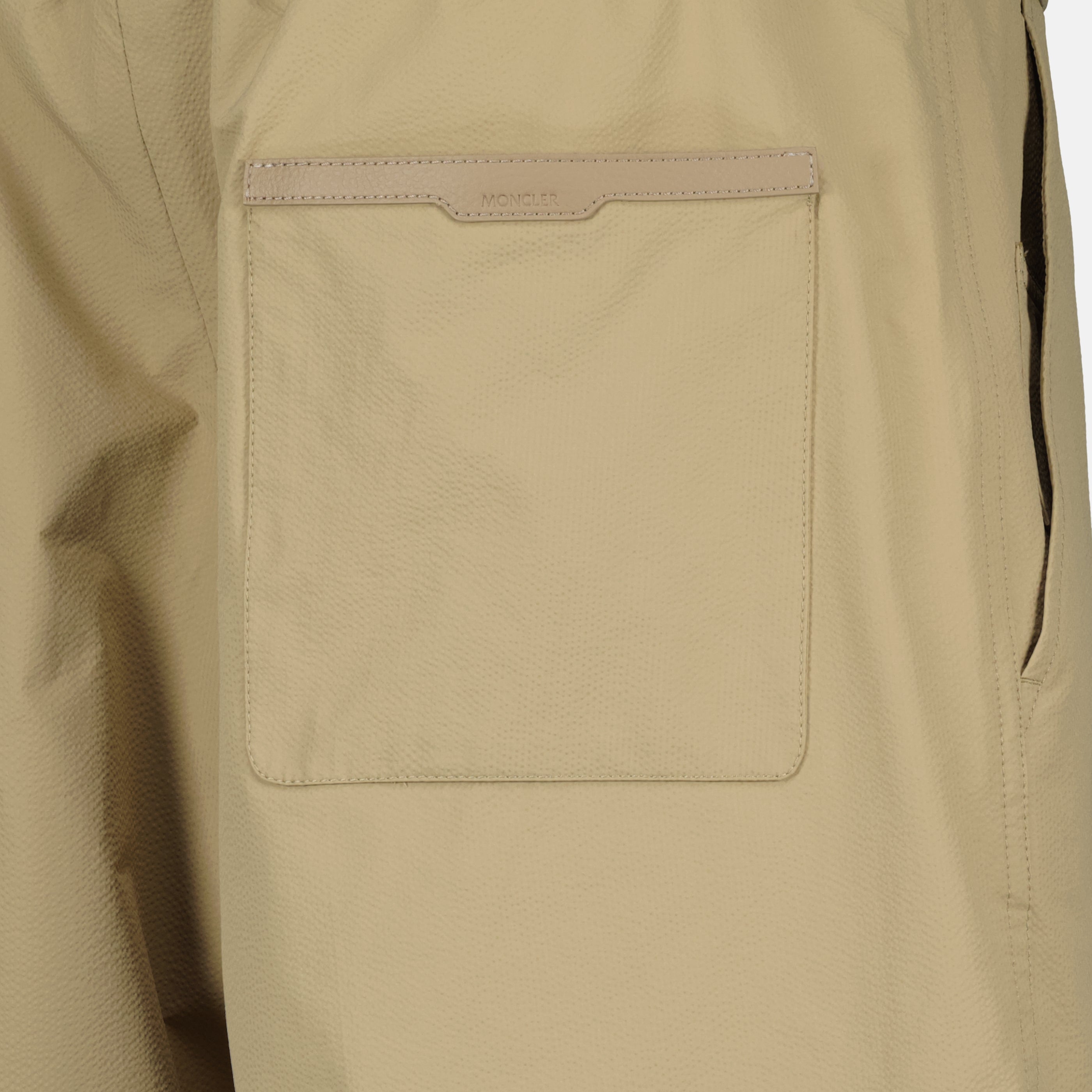 Beige Seersucker Shorts