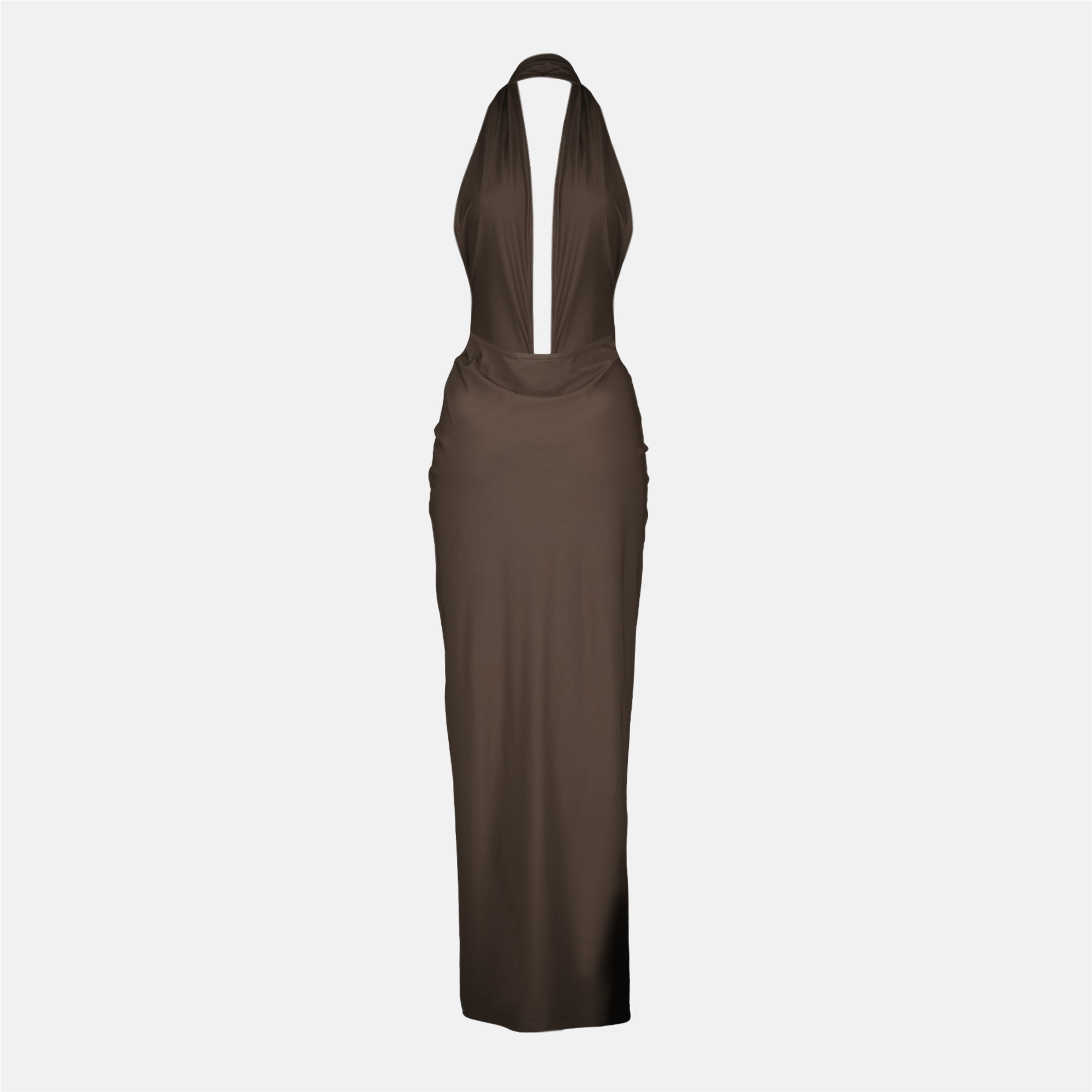 Image of Long Brown Beach Dress by Christopher Esber for Women - Season Spring-Summer 2026 - Back View