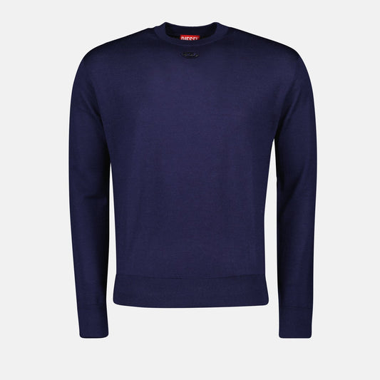 navy wool sweater, Diesel K-Garth sweater, luxury men's fashion, autumn winter 2024, versatile wool sweater