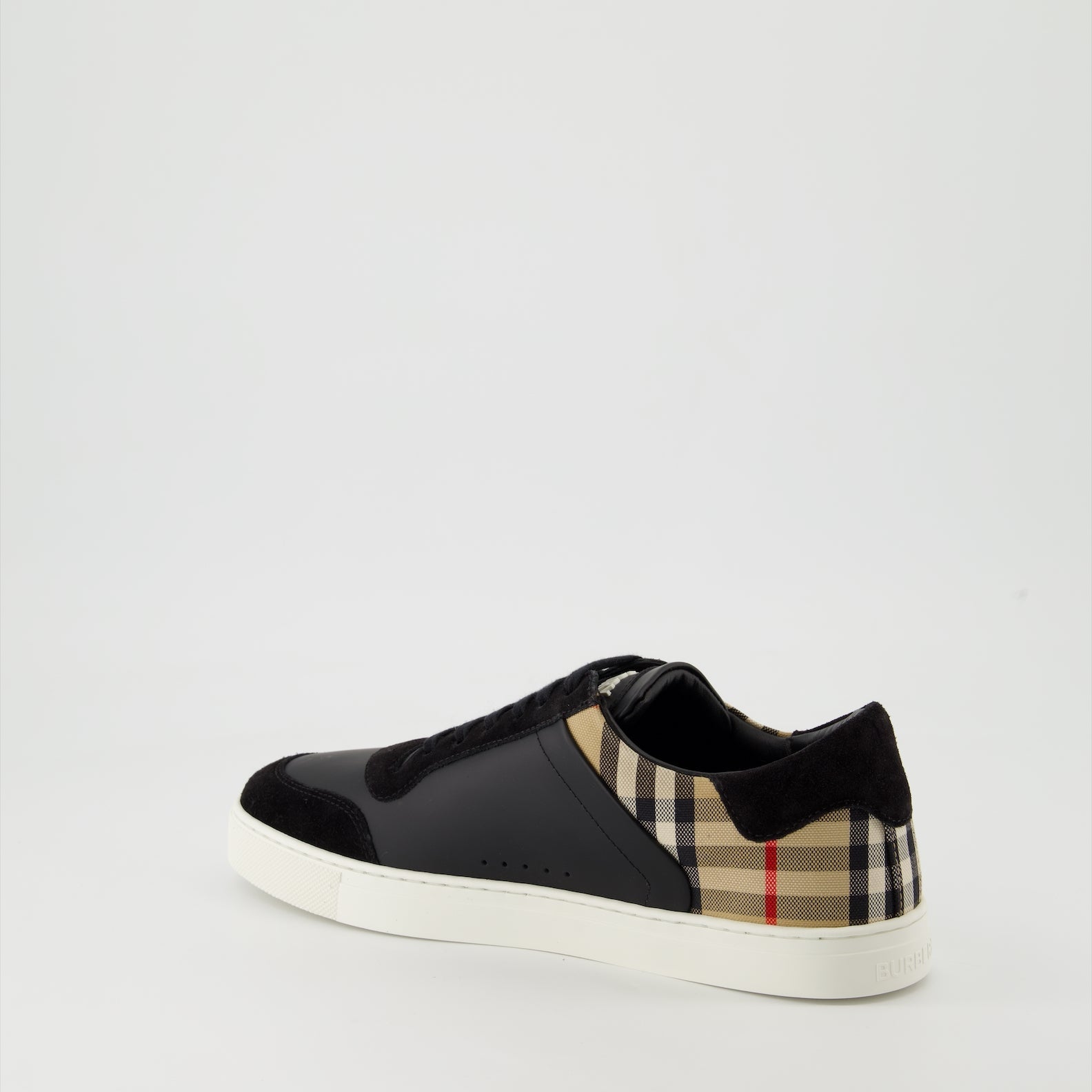 leather sneakers, suede sneakers, Burberry shoes, luxury footwear, black sneakers