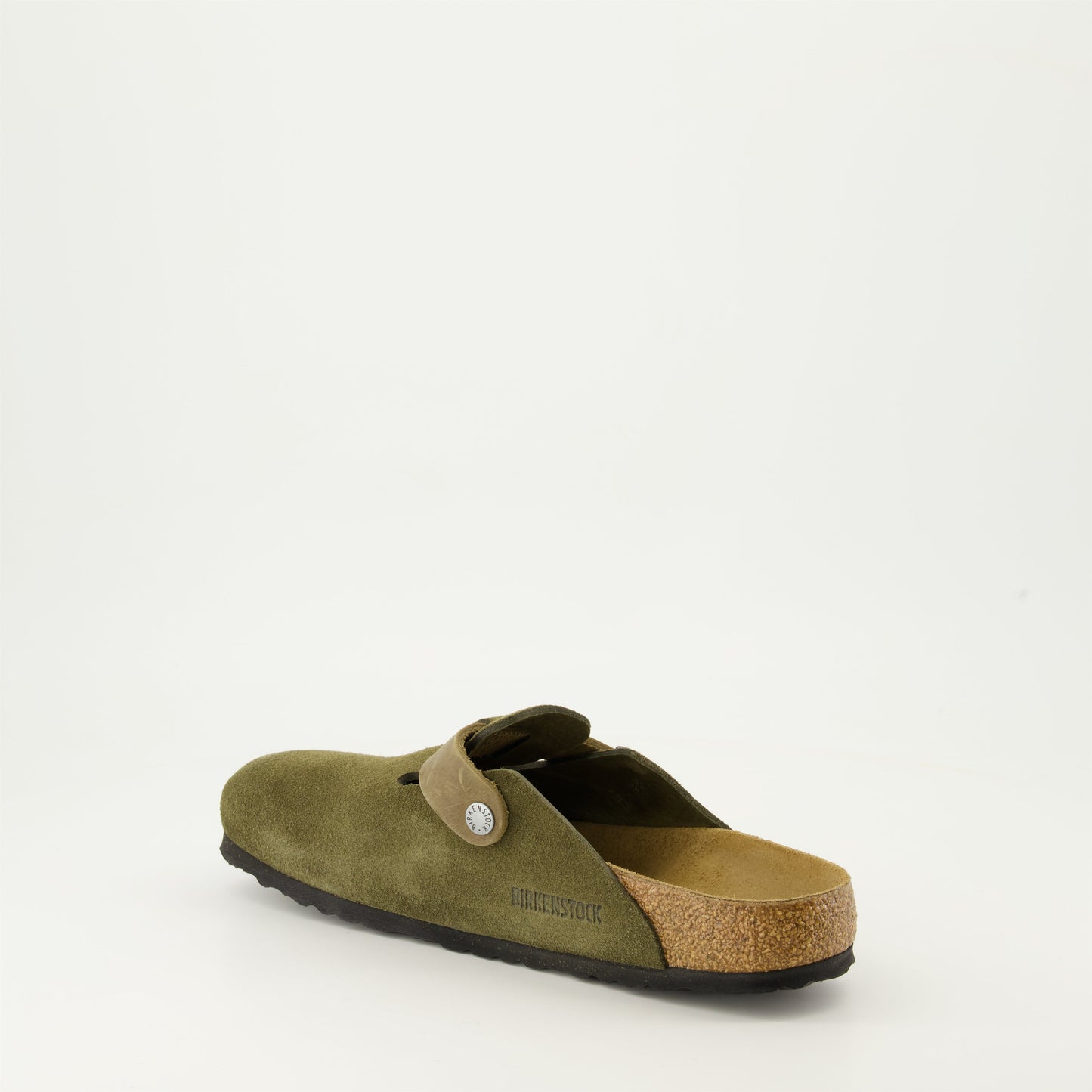 Khaki mules, Boston Mules, Birkenstock footwear, men's shoes, sophisticated comfort