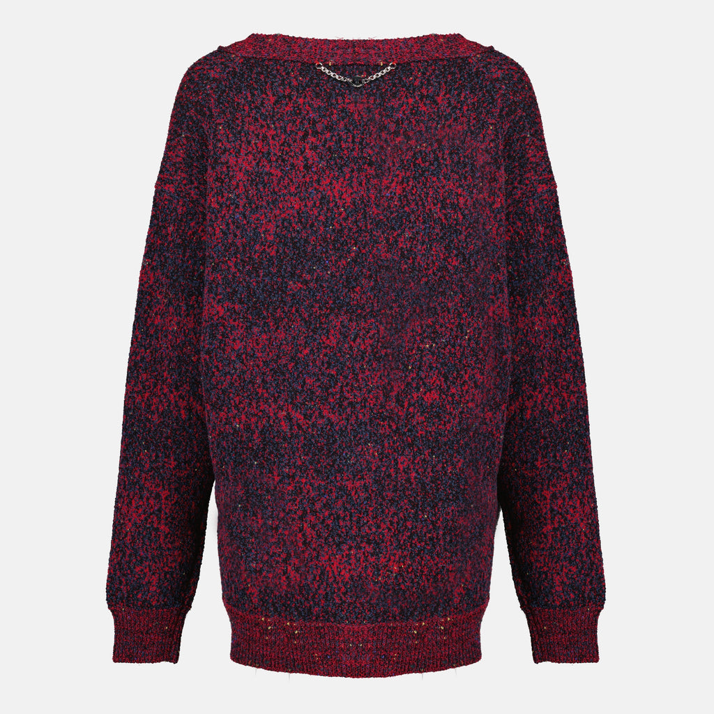 Roter Baumwoll-Tweed-Effekt-Cardigan
