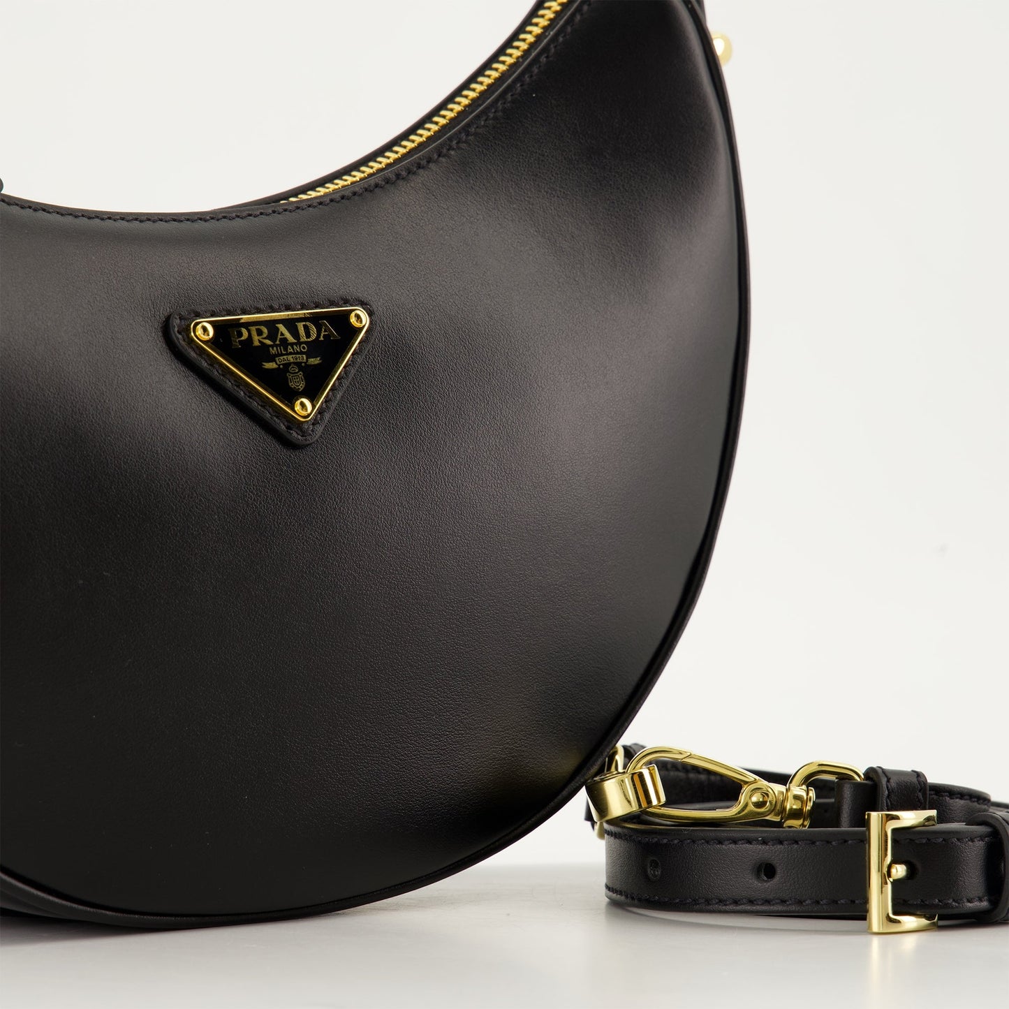 Prada bag, black leather bag, luxury accessory, elegant handbag, premium fashion