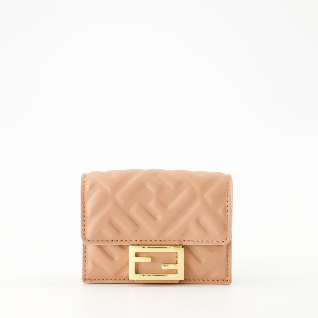 Fendi Baguette wallet, rose wallet, nappa leather wallet, textured wallet, luxury accessories