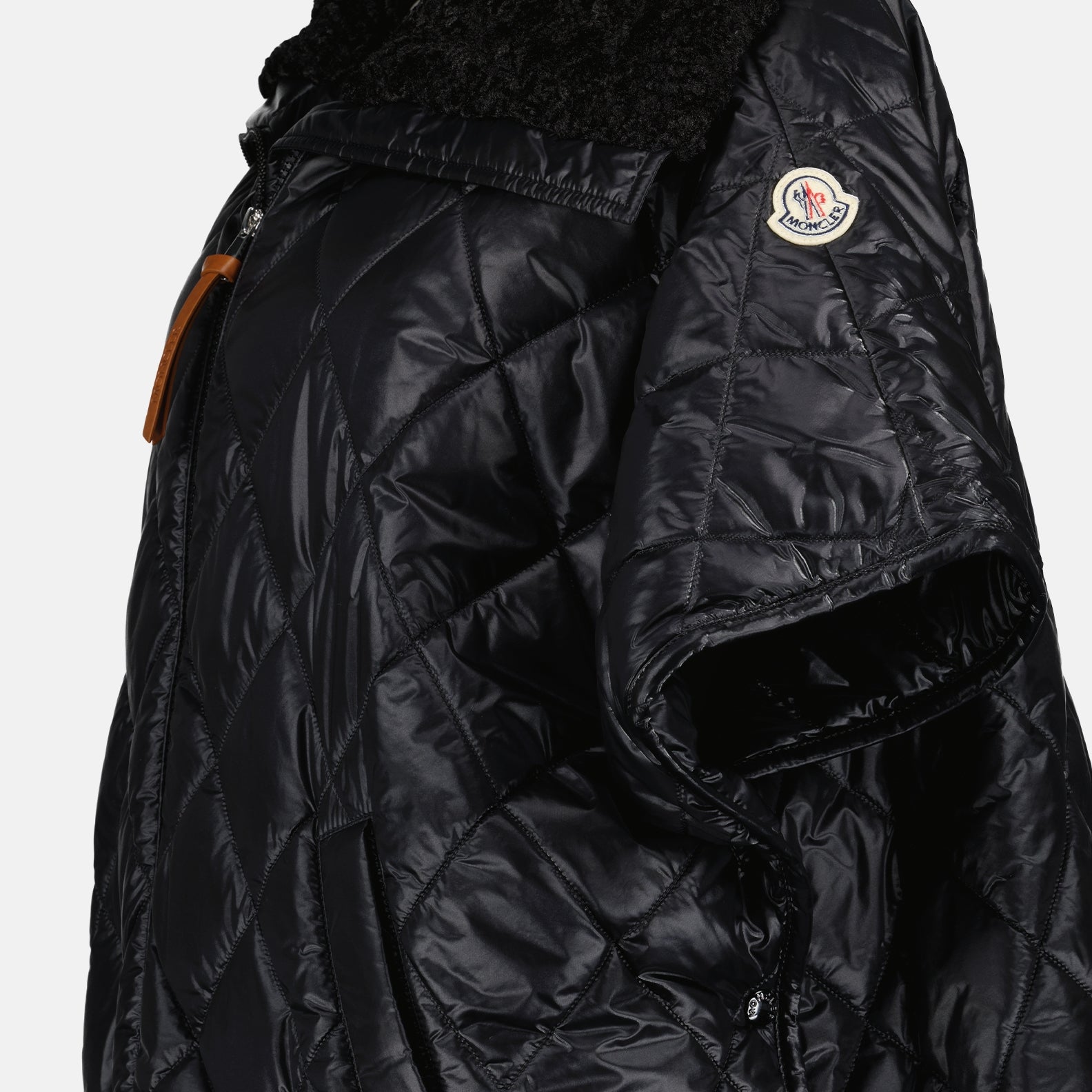 Quilted cape, Oversize fit, Black cape, Fall winter collection, Moncler cape