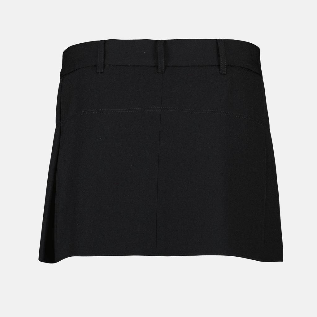 black mini skirt, Rabanne skirt, pleated wool skirt, women's fashion, spring summer wardrobe