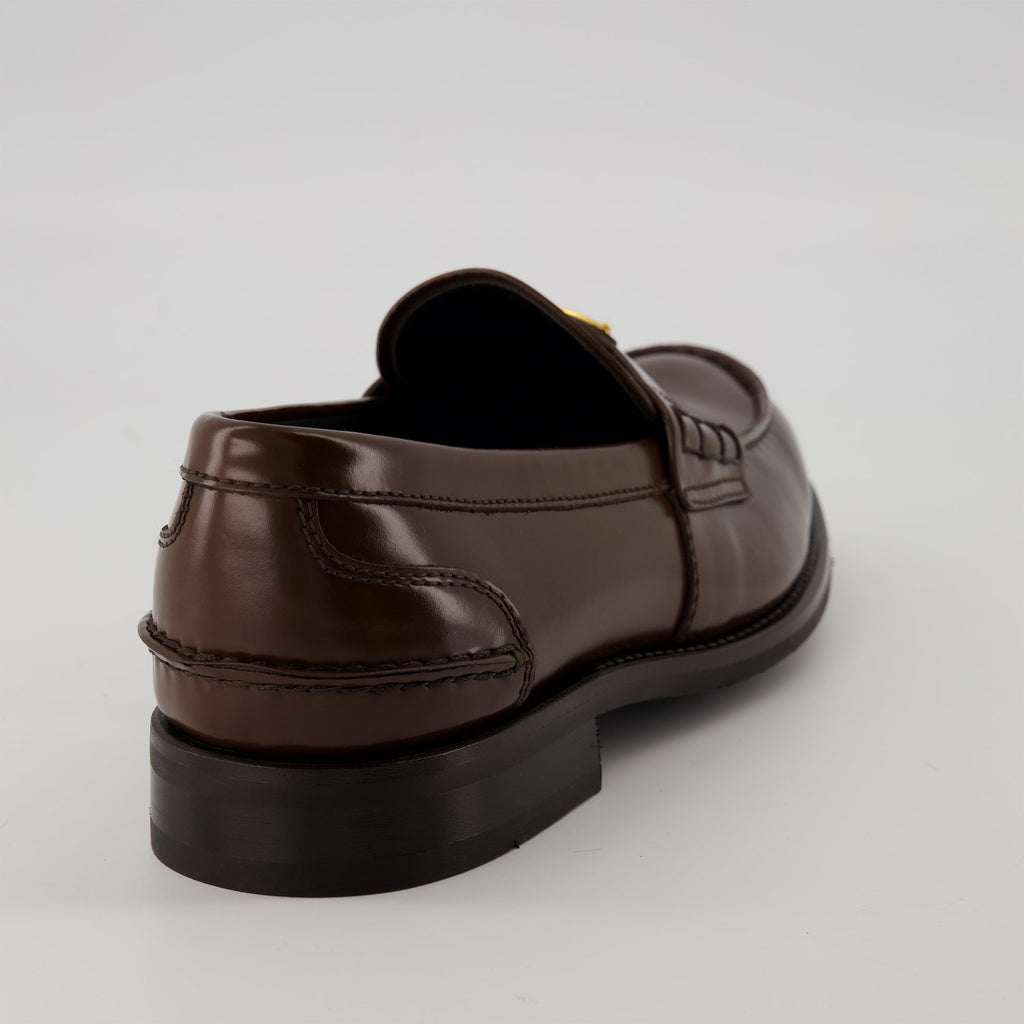 Prada loafers, brown leather shoes, men's footwear, luxury loafers, brushed leather shoes