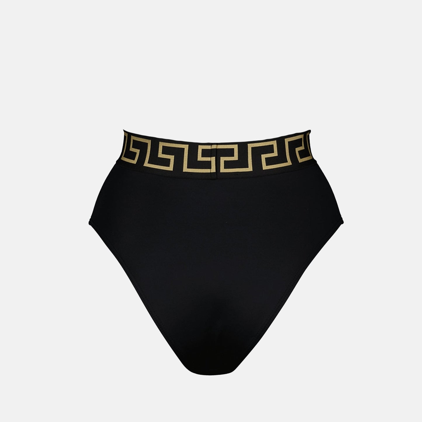 Versace bikini, Medusa Greca, luxury swimwear, designer bikini, black Lycra swimwear