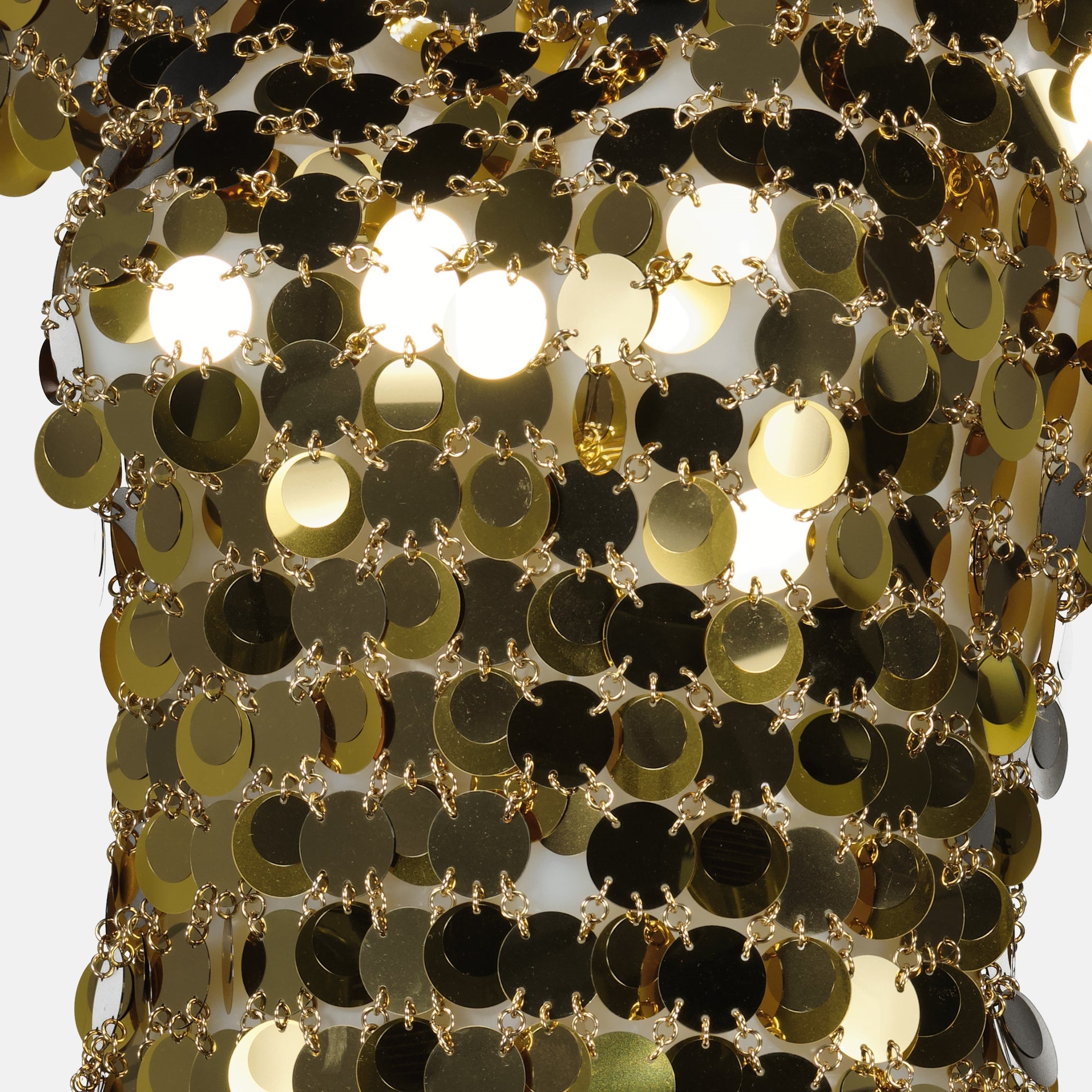 Rabanne dress, gold dress, midi dress, mirror effect dress, Autumn-Winter collection