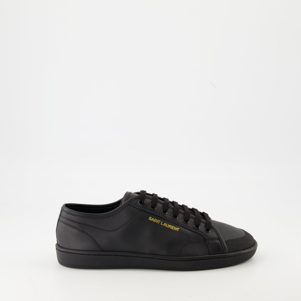Saint Laurent sneakers, black gym sneakers, calfskin leather shoes, men's footwear, non-slip sneakers