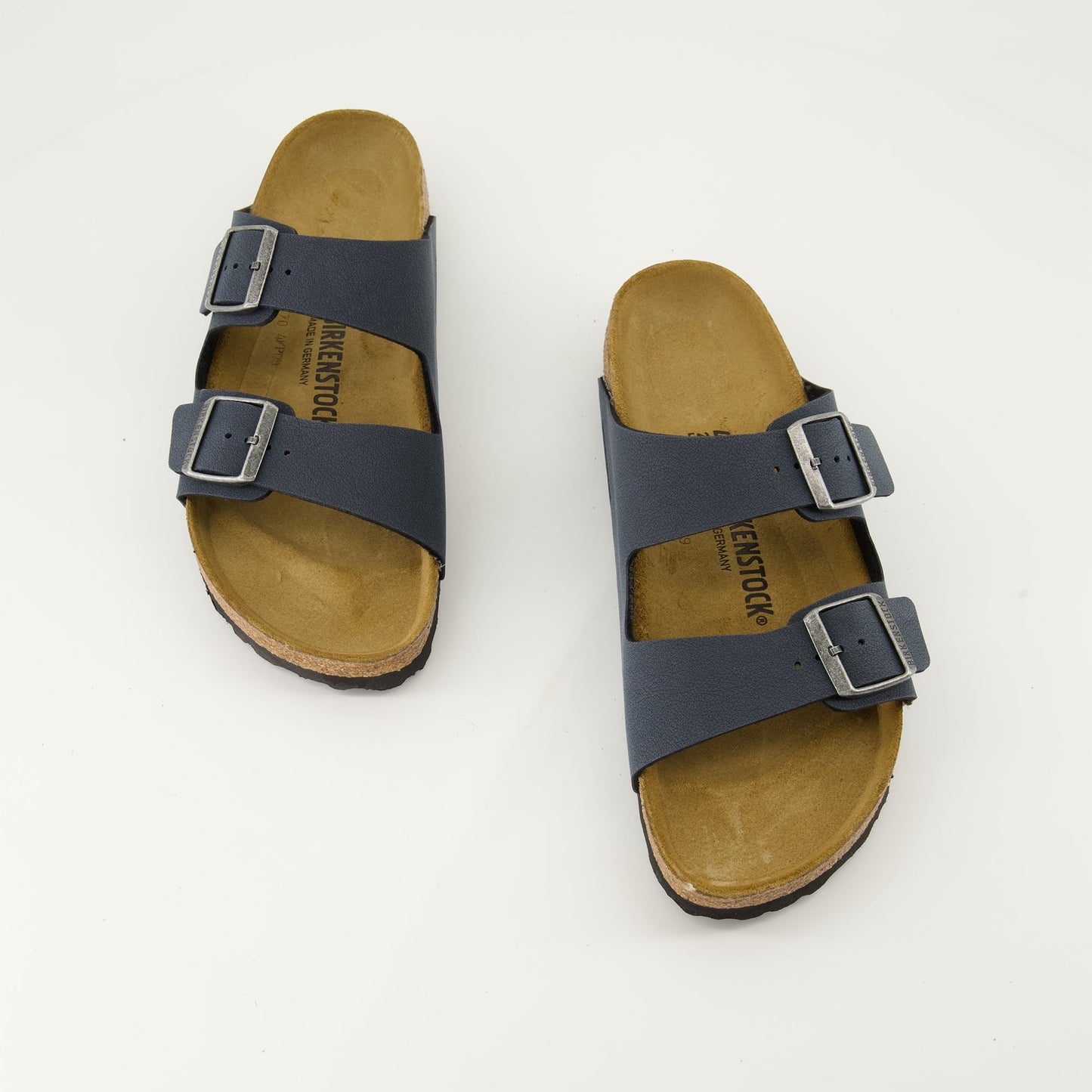 Arizona slides, Birko-Flor, blue slides, luxury footwear, molded soles