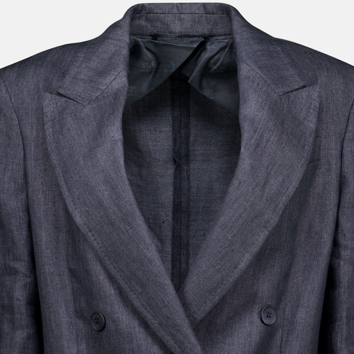 Blazer de linho cinzento com padrão espinha