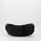 black denim bag, multi-pocket bag, unisex bag, adjustable strap, Diesel bag