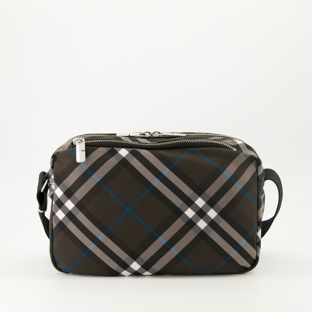 Burberry bag, check pattern bag, grey bag, designer accessories, Equestrian Knight emblem