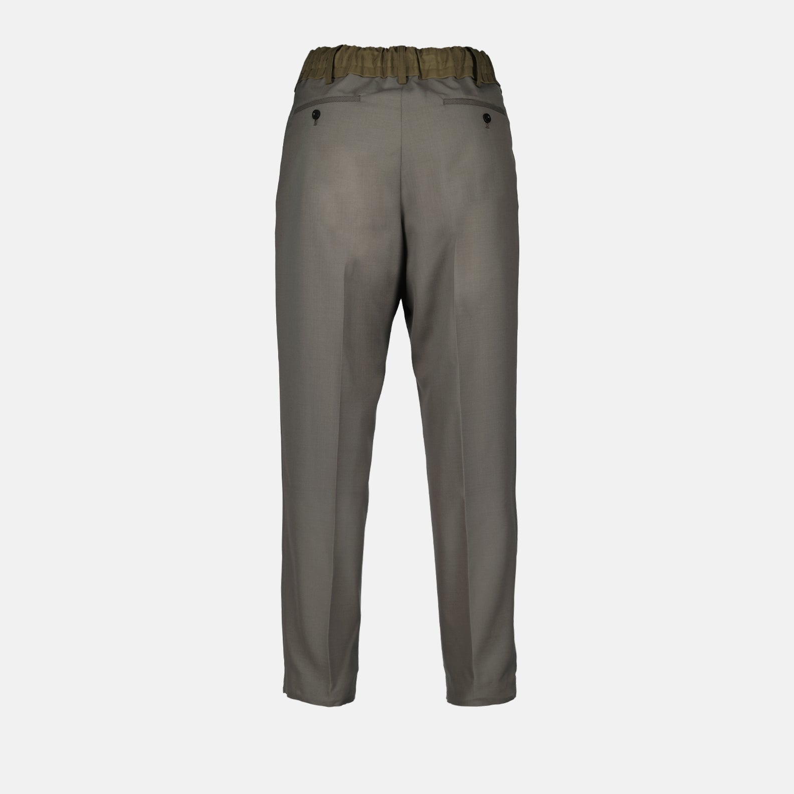 luxury wool pants, pleated pants, brown trousers, Sacai AW24, high-end fashion