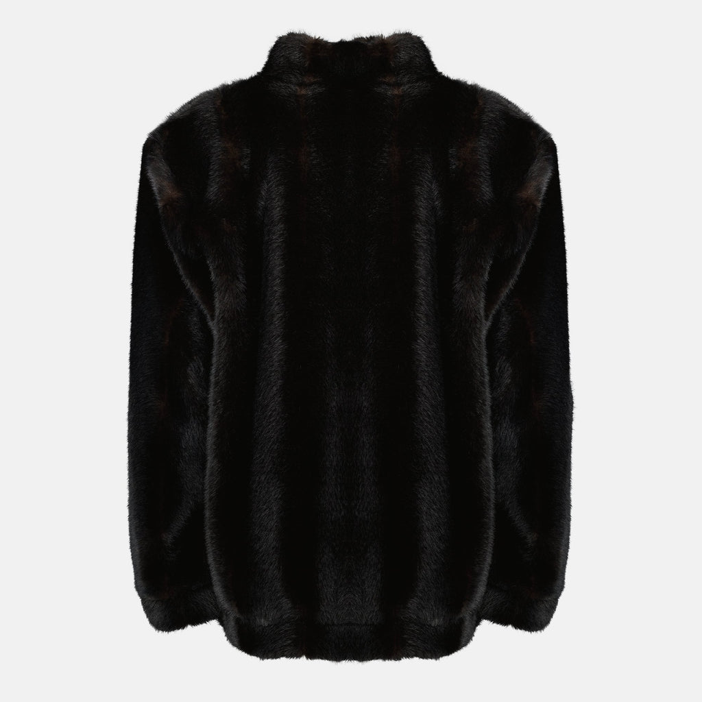 faux fur jacket, MM6, oversized design, Autumn-Winter collection, stylish outerwear