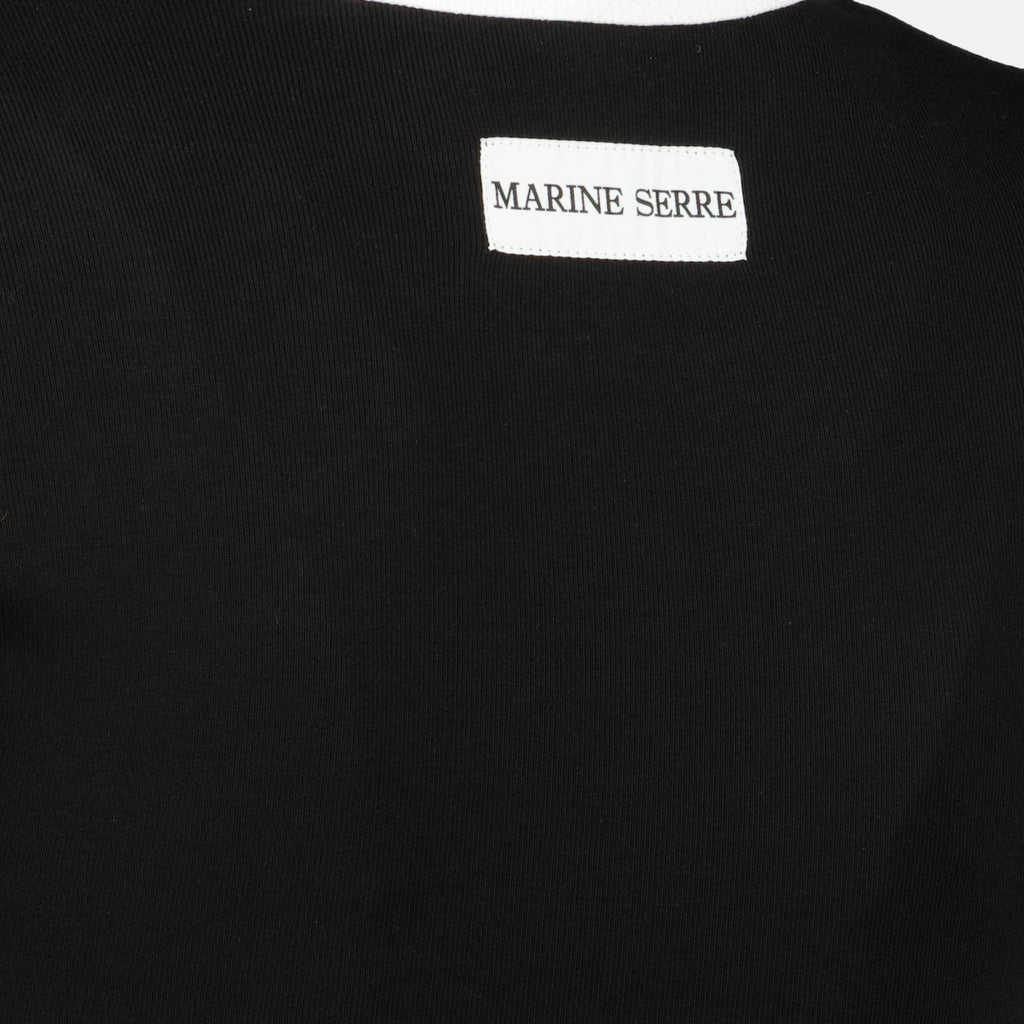 Marine Serre crop top, black cotton top, designer women's wear, short sleeve top, autumn winter fashion