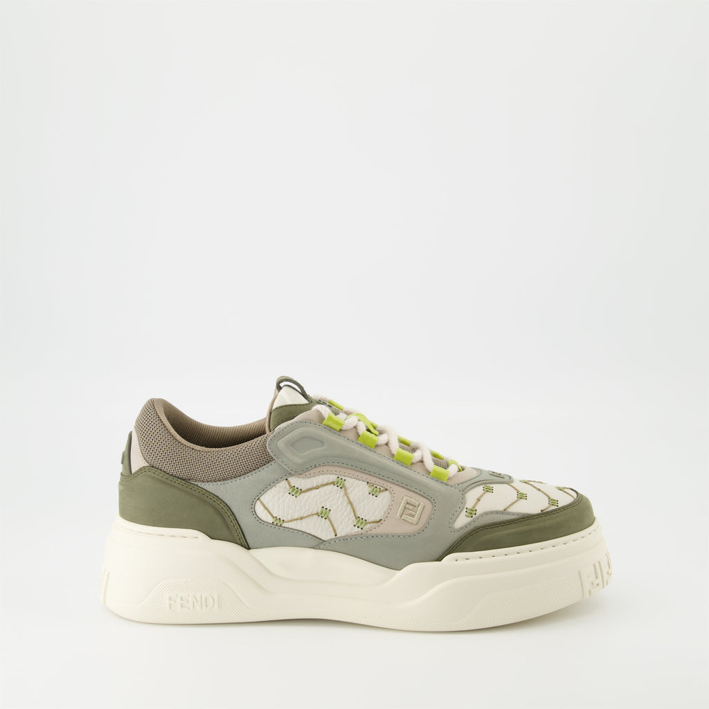 Fendi Force Sneakers, Green Sneakers, Luxury Sneakers, Grained Leather Sneakers, Summer Footwear