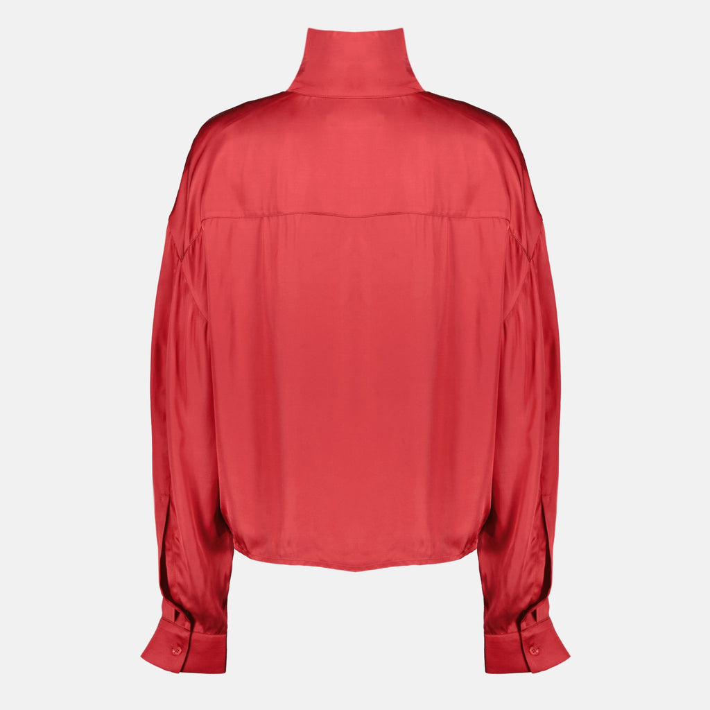 Flüssige Satin-Effekt-Bluse Rot