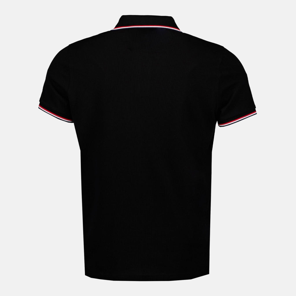 Image of Polo à logo en coton noir by Moncler for Men - Season Spring-Summer 2026 - Back View