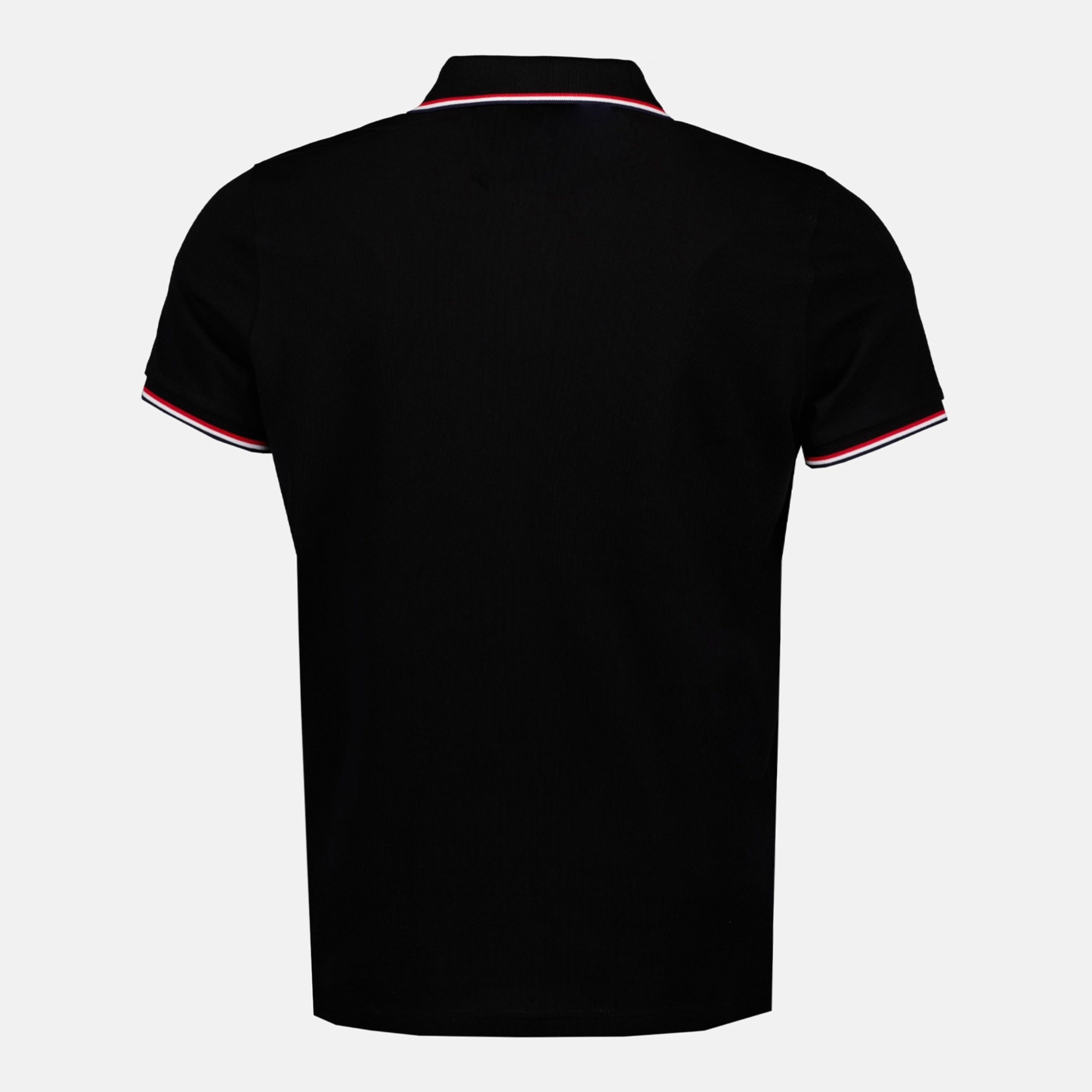 Image of Polo à logo en coton noir by Moncler for Men - Season Spring-Summer 2026 - Back View