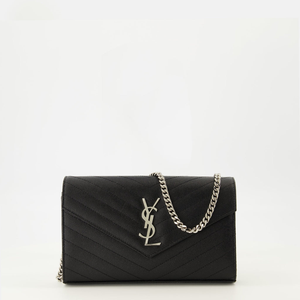Cassandre Chain Wallet, Saint Laurent Wallet, Grained Calfskin Accessory, Elegant Wallet, Luxury Chain Wallet