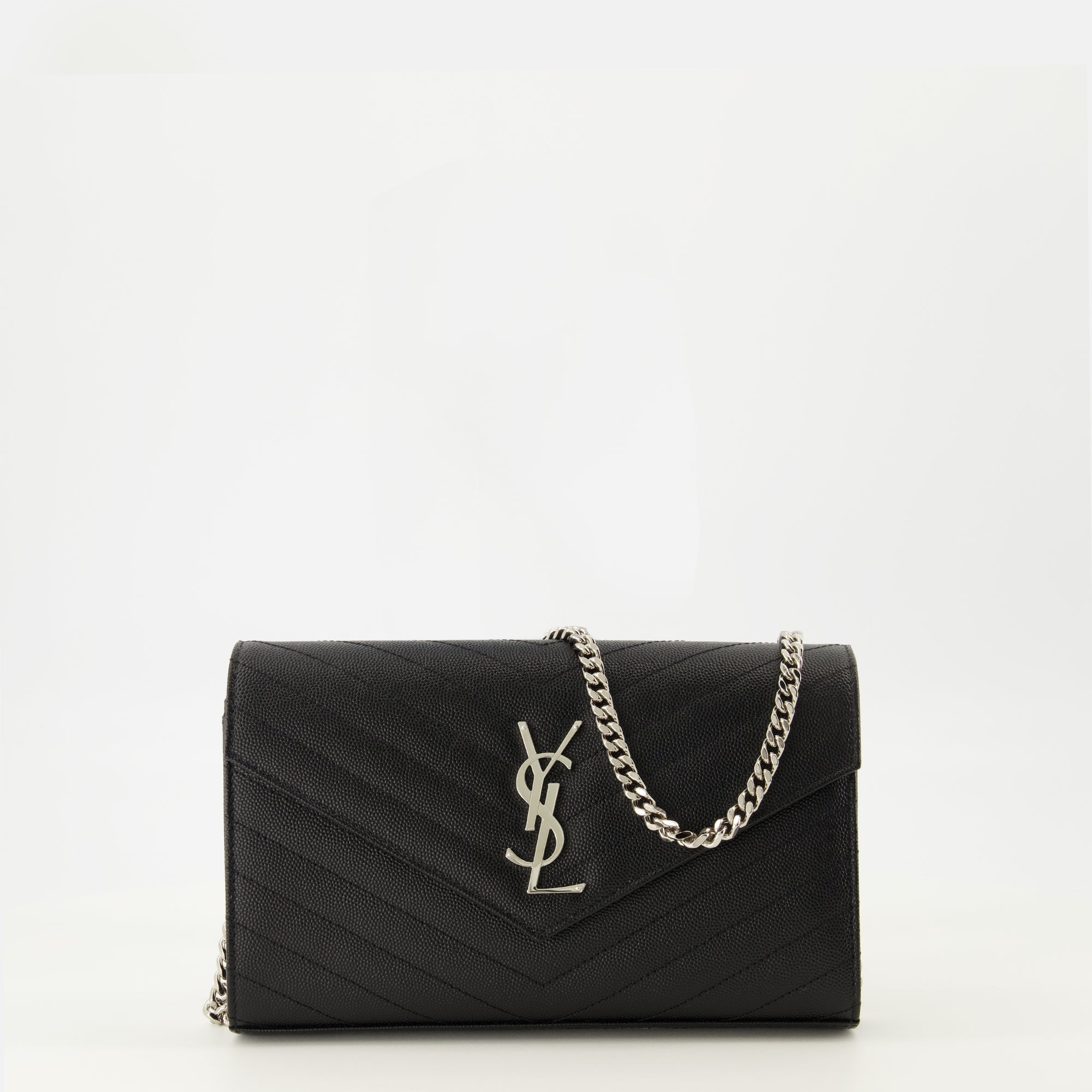 Cassandre Chain Wallet, Saint Laurent Wallet, Grained Calfskin Accessory, Elegant Wallet, Luxury Chain Wallet