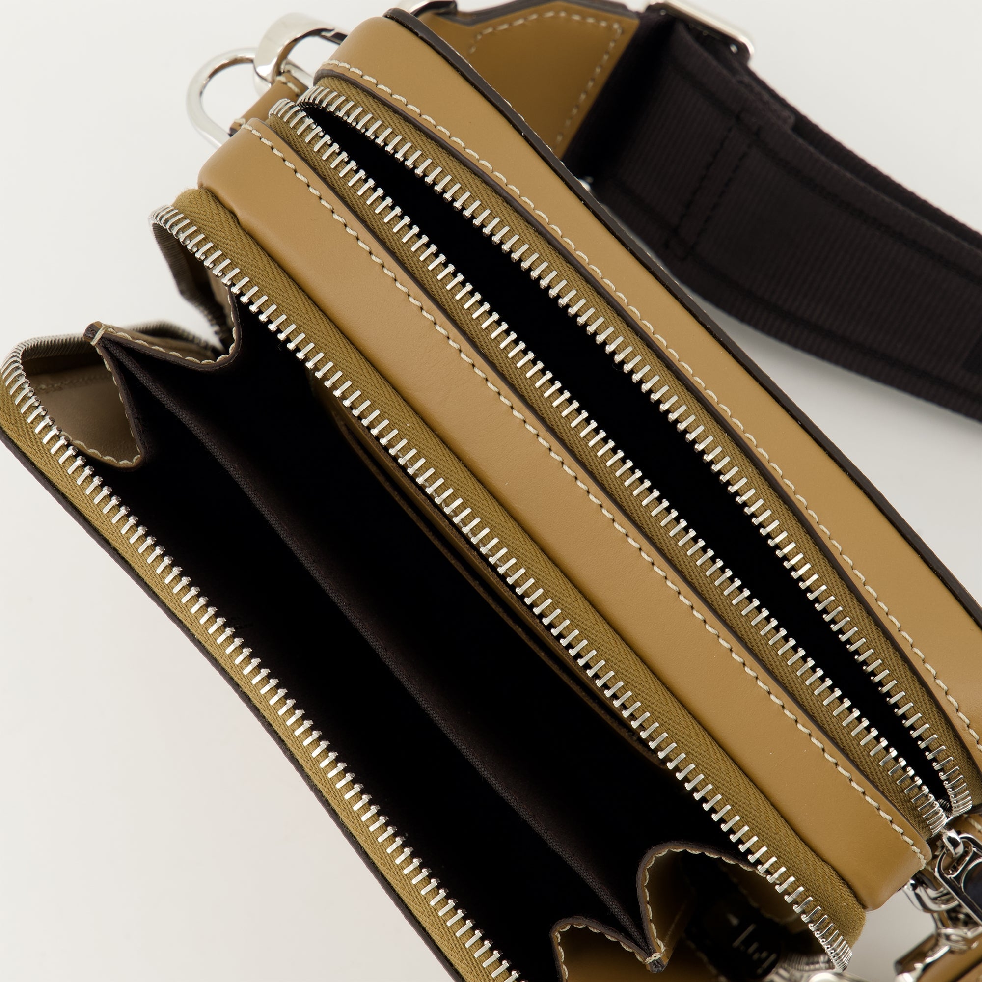 Fendi mini bag, brown leather bag, FF print bag, adjustable strap bag, luxury accessories